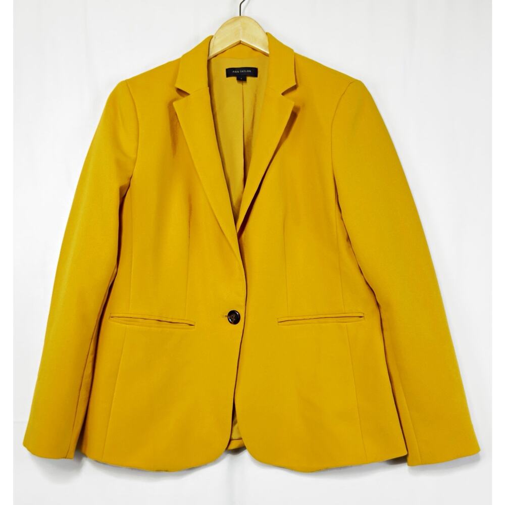 Ann Taylor Yellow Tailored Career Blazer Size 4 - Picture 2 of 10